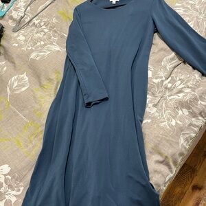 COS Blue midi sheath dress with long sleeves